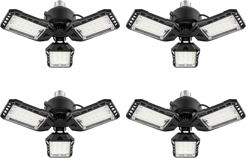 Aoretic LED Garage Lights Bulb 4 Pack -80W, 8000LM 6500K Led Shop Light with 3 Deformable Panels, Basement Barn Light Garage Ceiling Lights, E26/E27 for Garage, Warehouse, Shop, Basement - Image 1